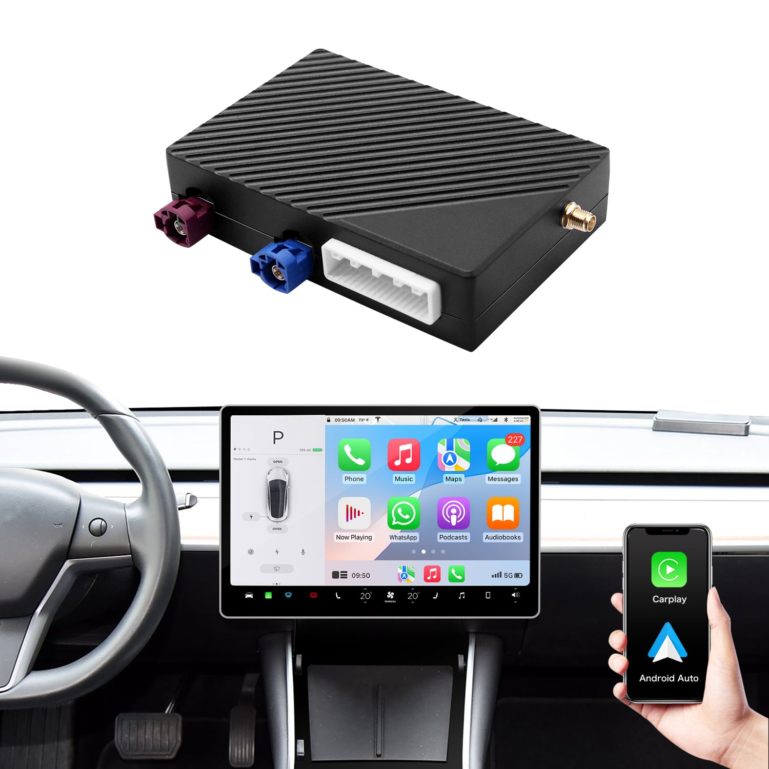 Wireless Carplay Android Auto adapter for Tesla Model 3 Model Y