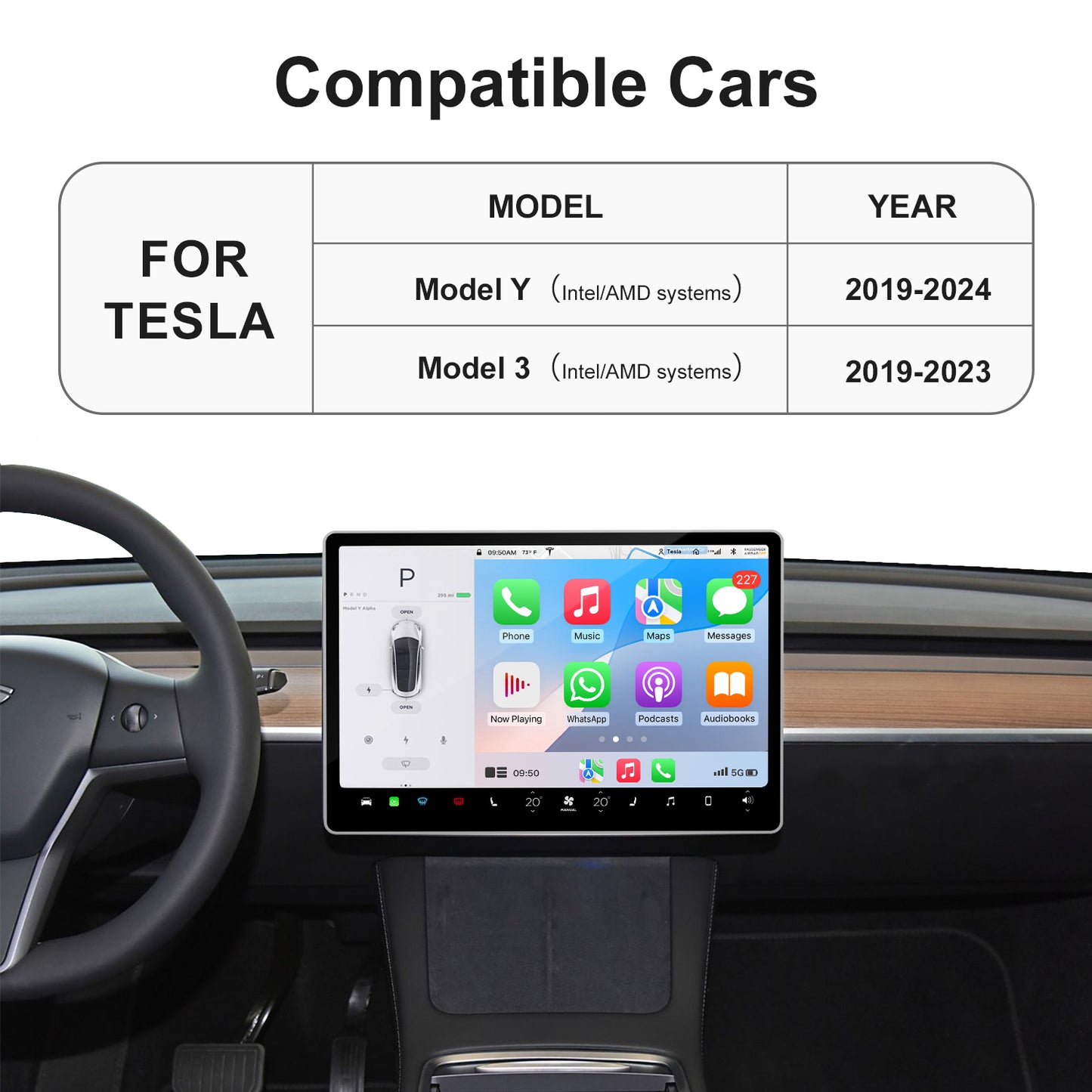 Wireless Carplay Android Auto adapter for Tesla Model 3 Model Y