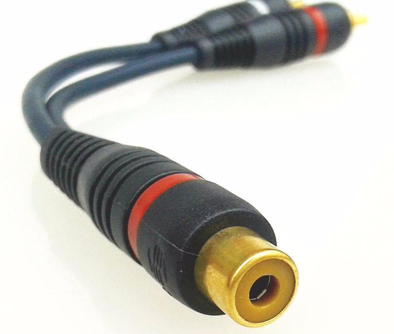 RCA Y adapter splitter one female to two male long Gold plated | Phoenix Automotive