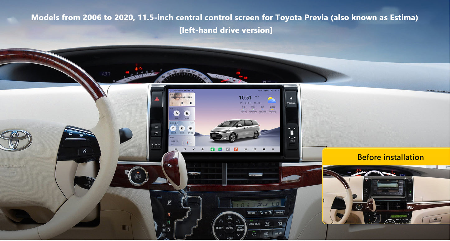 11.5" Android 12/13 Fast boot Horizontal Screen Navi Radio for TOYOTA PRIVIA / ESTIMA 2006-2020 models