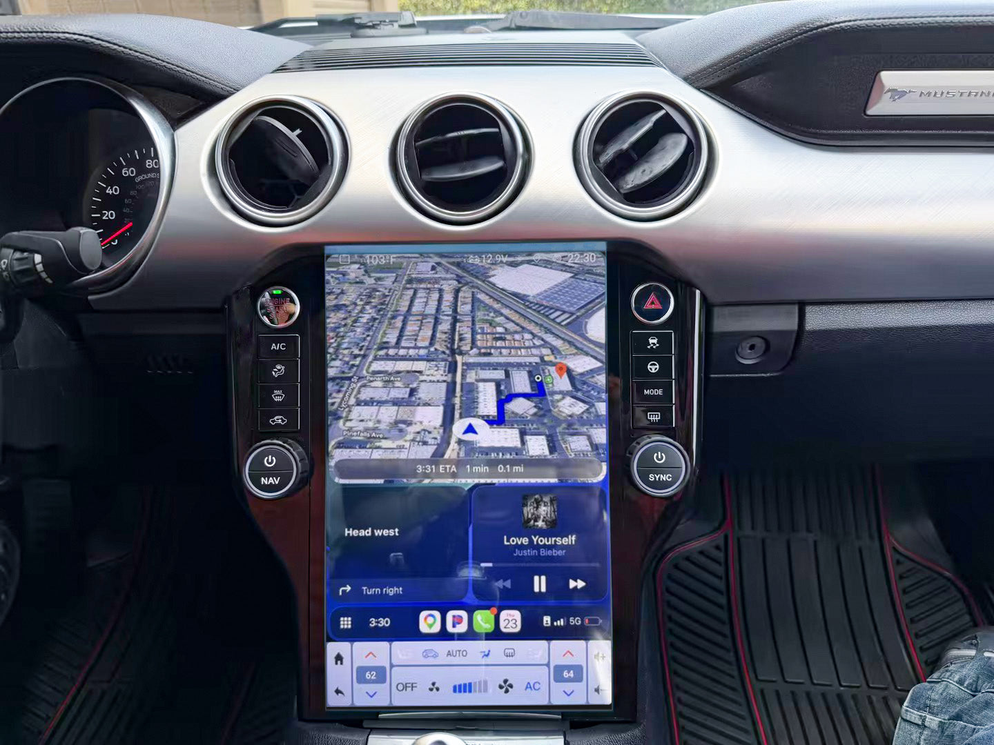 14.5" Android 14 Fast Boot Vertical Screen Navigation Radio for Ford Mustang 2015 - 2023