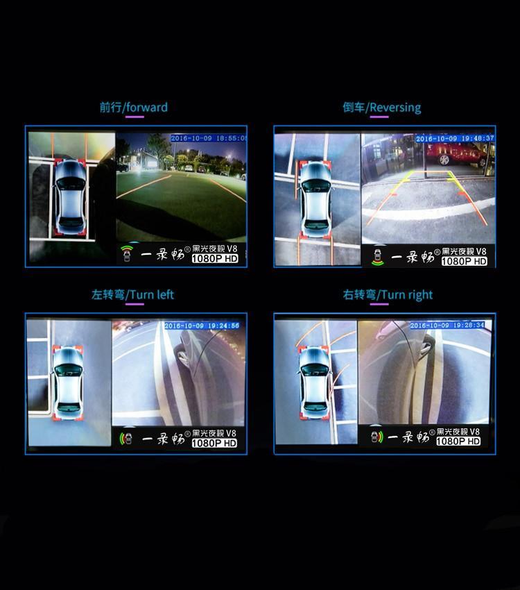 360-degree panoramic 4CH Cameras wifi car dvr backup mirror gps navi dash  camera