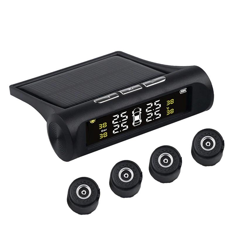 USB Solar Charging Car TPMS Tire Pressure Monitoring System HD Digital Display Auto Alarm tool 4 external tyre Sensor 433.92MHZ | Phoenix Automotive